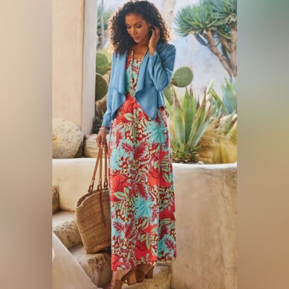 NWOT Soft Surroundings Sz Petite Small  Kara Floral Maxi Dress - Picture 2 of 10